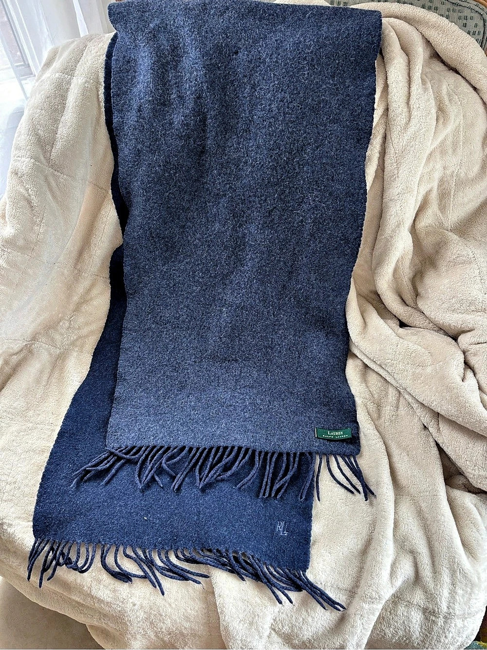 Vintage Ralph Lauren Blue Wool Scarf